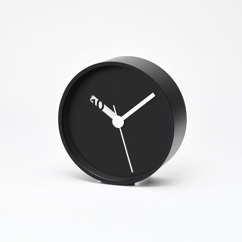 Lemnos Extra Normal Clock RM24-07 BK, Analog, Tabletop/Wall Clock, Black Aluminum