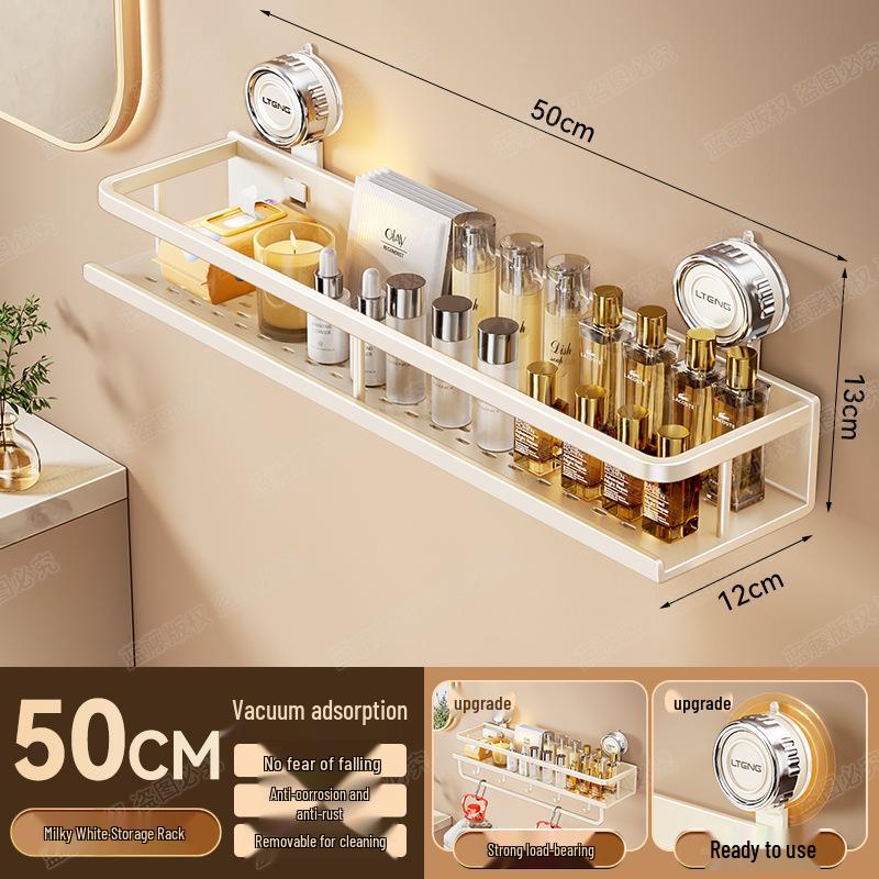 Wall-Mounted Aluminum Suction Cup Towel Rack & Bathroom Storage Shelf