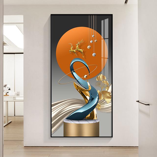 

Абстрактная геометрия, Роскошная золотая картина на холсте, статуя, настенные художественные постеры и принты для украшения гостиной, крыльца, коридора 20cm×40cm NoFrame