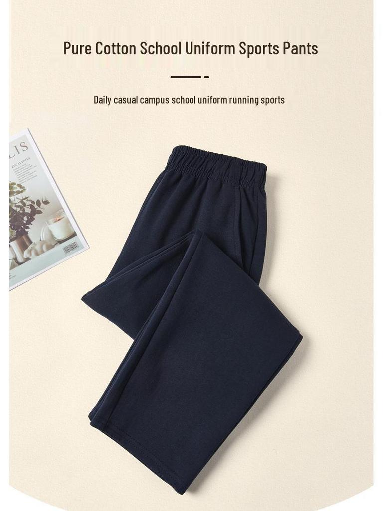 Kinder-verdickte Marineblau, Schwarz und Grau Sporthosen mit Bündchen - Unisex Schuluniform für Jungen und Mädchen (Frühling Herbst)