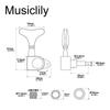Musiclily Pro L2+R2 Bass Tuners, 17:1 Gear Ratio, for 4-String Ibanez-Style Electric Basses, Chrome