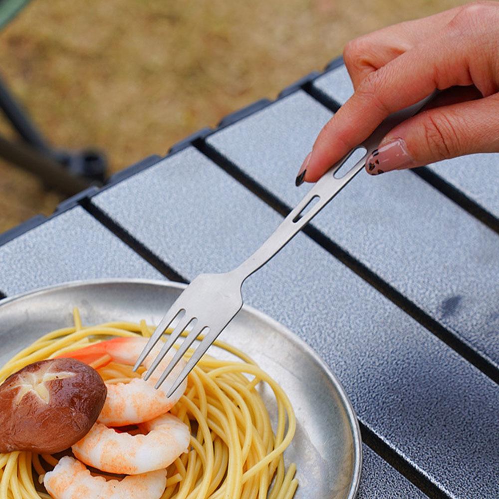 Lightweight Portable Titanium Tableware Set - Outdoor Camping Spoons Forks Chopsticks Western Food Knife Home Sanding Soup Spoon
