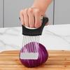 Stainless Steel Onion Slicer Holder with Protective Cover Tomatoes Avocados Potato Kiwifruit Meat Lemon Vegetable Fruit Cutter Chopper Kitchen Gadget