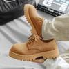 Men's Vintage Low-Top Derby Shoes, Autumn/Winter 2024 Martin Boots, Thick Sole, Versatile Style (Model: 66502-J)