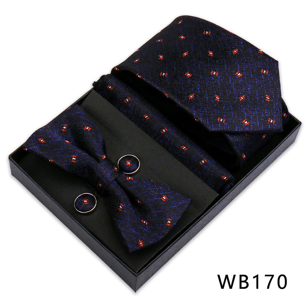 Men's Silk Bow Tie & Pocket Square Gift Set - Business & Wedding