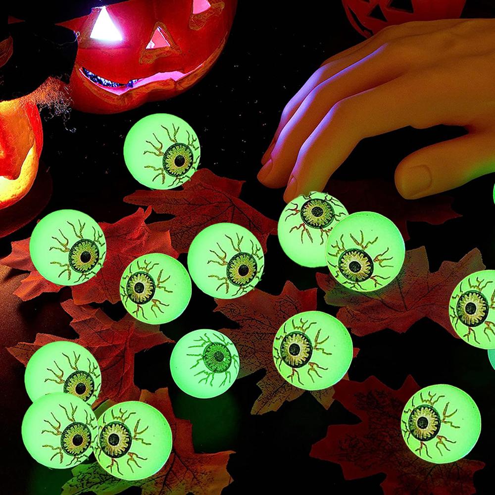 5/50pcs Glow In The Dark Bouncy Ball Halloween Eyeball Decoration Haunted House Home Bar Horror Props Luminous Fake Eyeballs