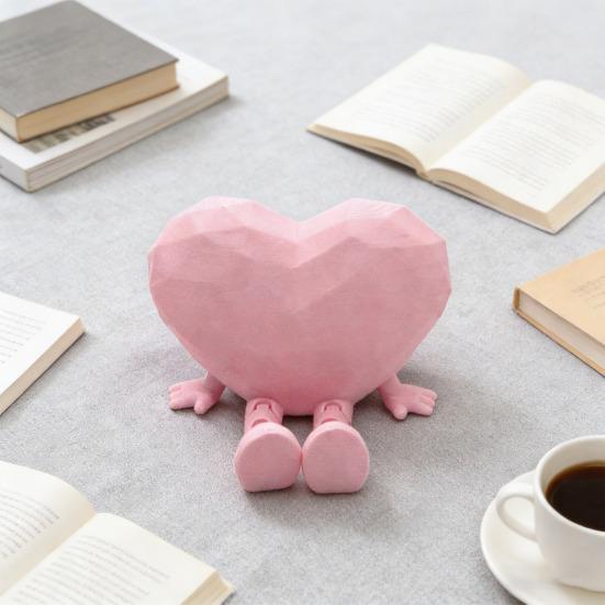 Ozdoba Siedzące Serce Urocza Figurka Serca z Ruchomymi Nóżkami Domowe Biuro Półka na Biurko Statuetka Serce Miłości Prezent dla Zakochanych Przyjaciół