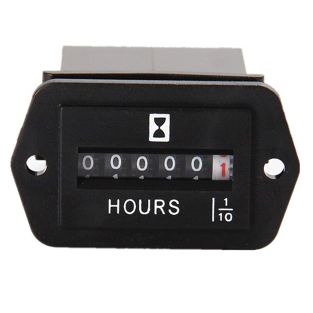 AIMILAR Mechanical Hour Meter AC 110V-250V For Small Engines, Boats, Generators And More - 6 Digit Display With Easy Tallation And High Accuracy