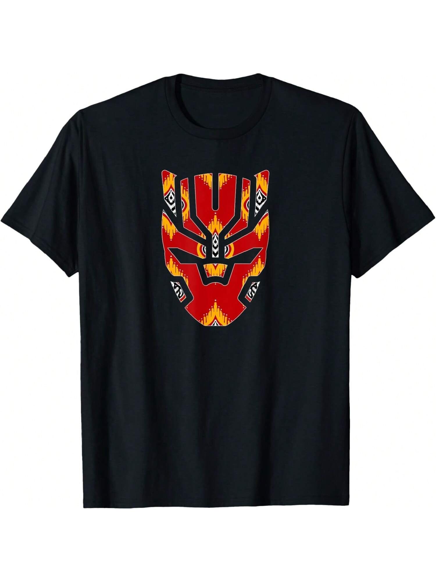 African Pattern Inside Panther Animal Mask, T-Shirt S разноцветный