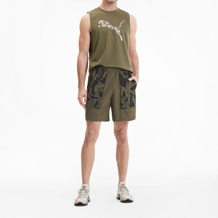 Puma X First Mile Camo Running Shorts Men Bottoms Brown-Olive 519027-02