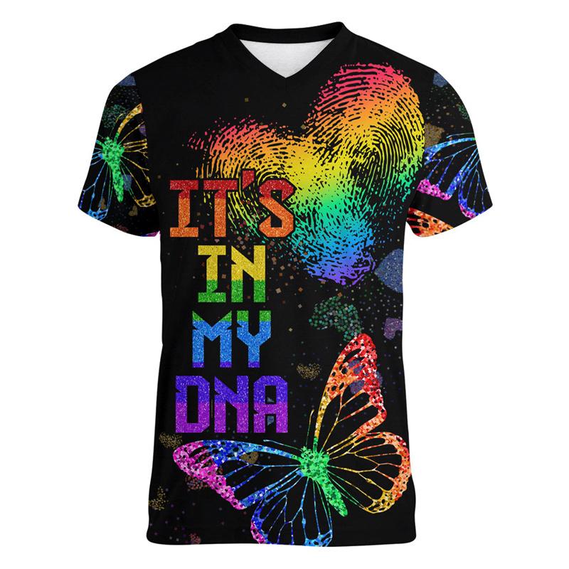 Mode Pride T-Shirt Liebe ist Liebe Regenbogen V-Ausschnitt T-Shirt Straßenfest Kurzarm Oversized T-Shirts