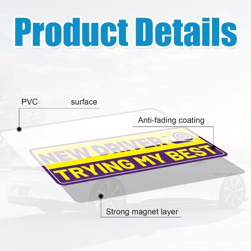 Reusable Magnetic Car Warning Sign High Visibility Reflective Decals For New Drivers Most Vehicle Type