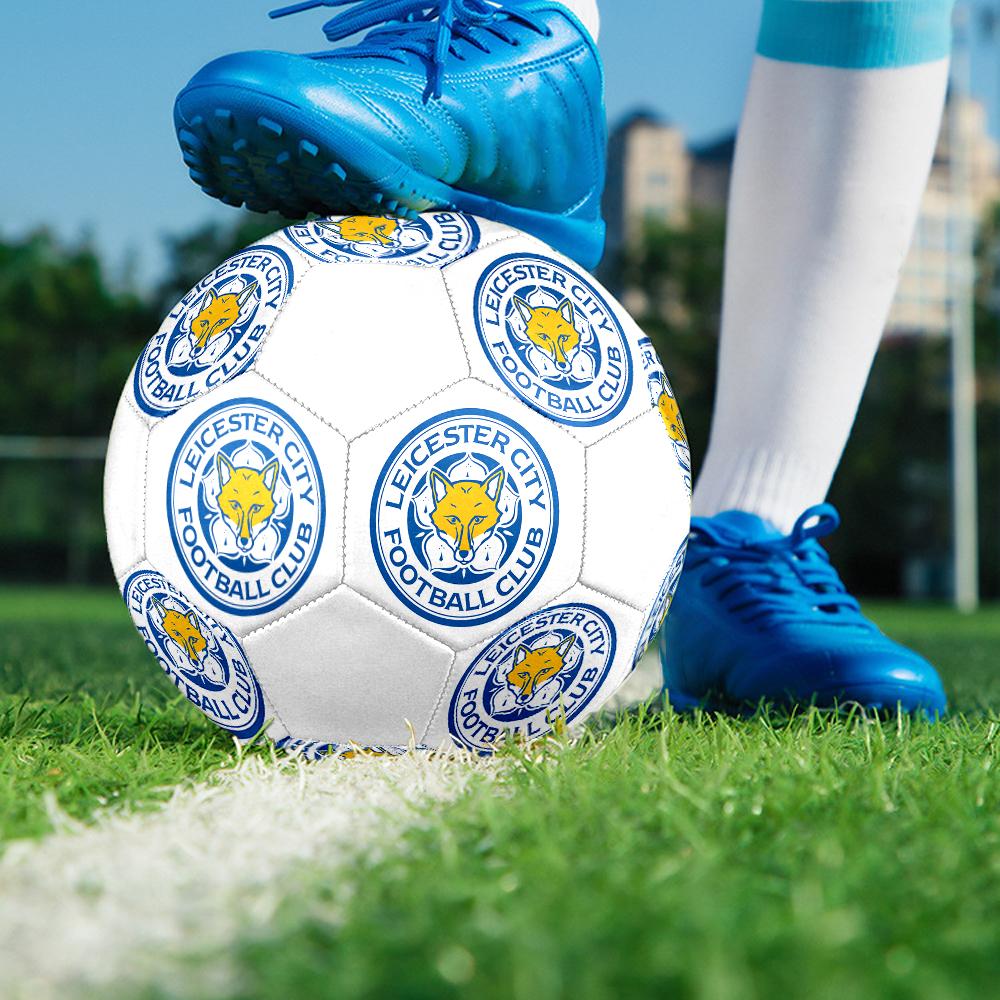 Pallone da Calcio Leicester City taglia 5, colorato, adatto a tutte le età, cucito a macchina, materiale PVC, qualità da competizione, durevole e ad alto rimbalzo