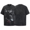 American Street Trend Men'S T-Shirt Hiphop Retro Doberman Print Loose Short-Sleeved Washed T-Shirt Men