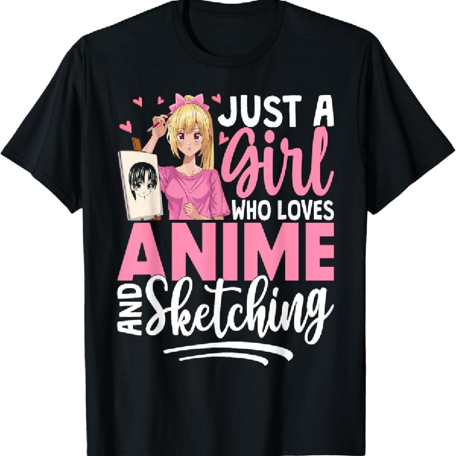 

Just A Girl Who Loves Anime and Sketching Anime Merch T-Shirt XXXXXL чёрный