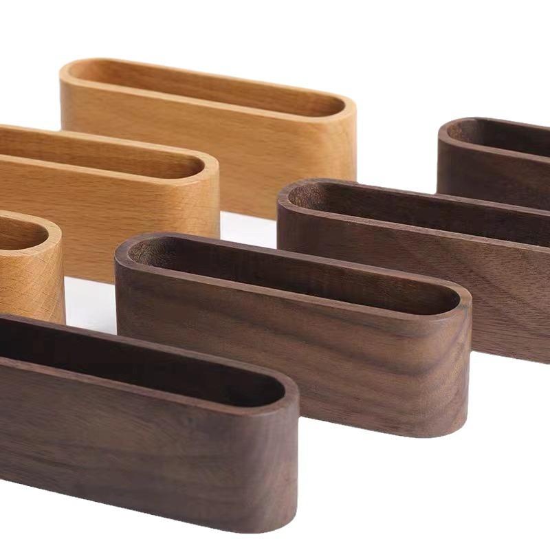 2Pcs Business Card Holder with Pen Holder Classification Solid Wood Business Card Box Pen Organizer Business Card Holder