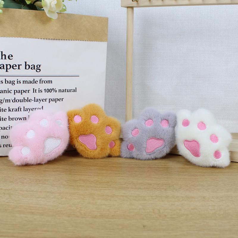 Adorable Kitten Paw Plush Toy Charm Keychain 12cm Simple Buckle
