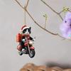 Motorcycle Cat Acrylic Hanging Decoration Home Indoor Christmas Tree Car Rearview Mirror 2D Flat Riding Kitten Hanging Ornament Cartoon Animal Pendant