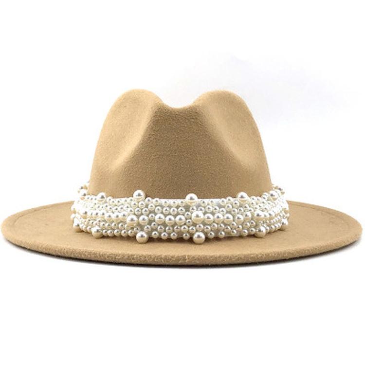 Modern Design Wool Felt Wide Brim Flat Top Hat Formal Fashion Women Fedora Hat