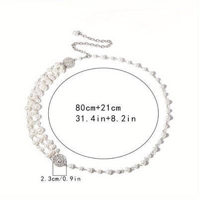 1 Tassel Pearl Waist Chain Women's Retro Dress Belt Fashionable Long Waist Chain Accessory