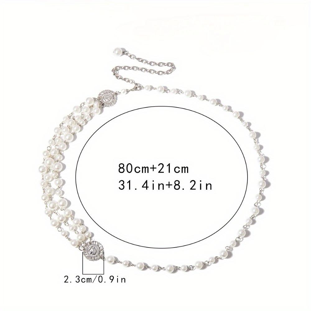 1 Tassel Pearl Waist Chain Women's Retro Dress Belt Fashionable Long Waist Chain Accessory
