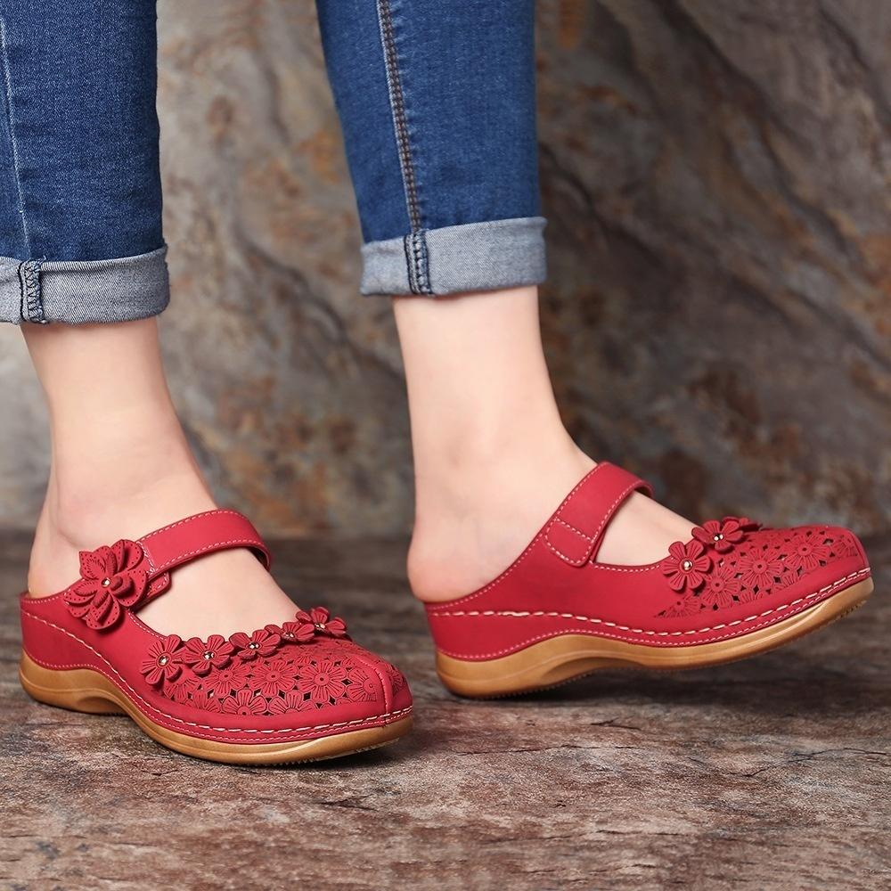 Women's Fashion Vintage Shoes Casual Sandals Summer Beach Sandals Flat Shoes Leisure Slippers Plus Size 35-43