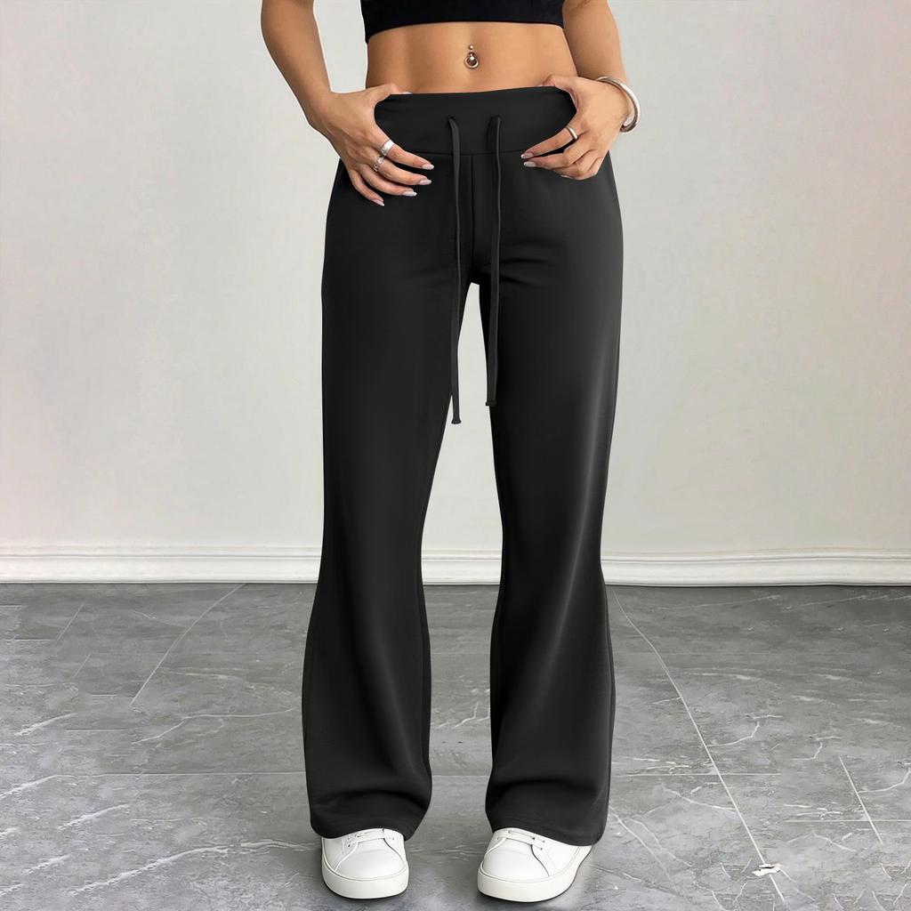 Damen Schlaghose Lässige Kordelzug Elastischer Bund Bequeme Schlaghose Yoga Lose Hose