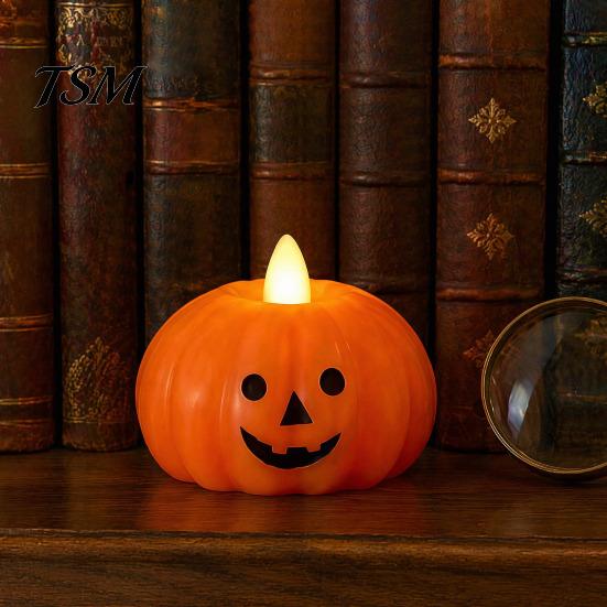 Stacked Pumpkin Lantern Halloween Flameless Fake Candle, Battery Operated Pumpkin/Ghost Candle Light, Fireplace Light LED Flickering Pillar for Dinner