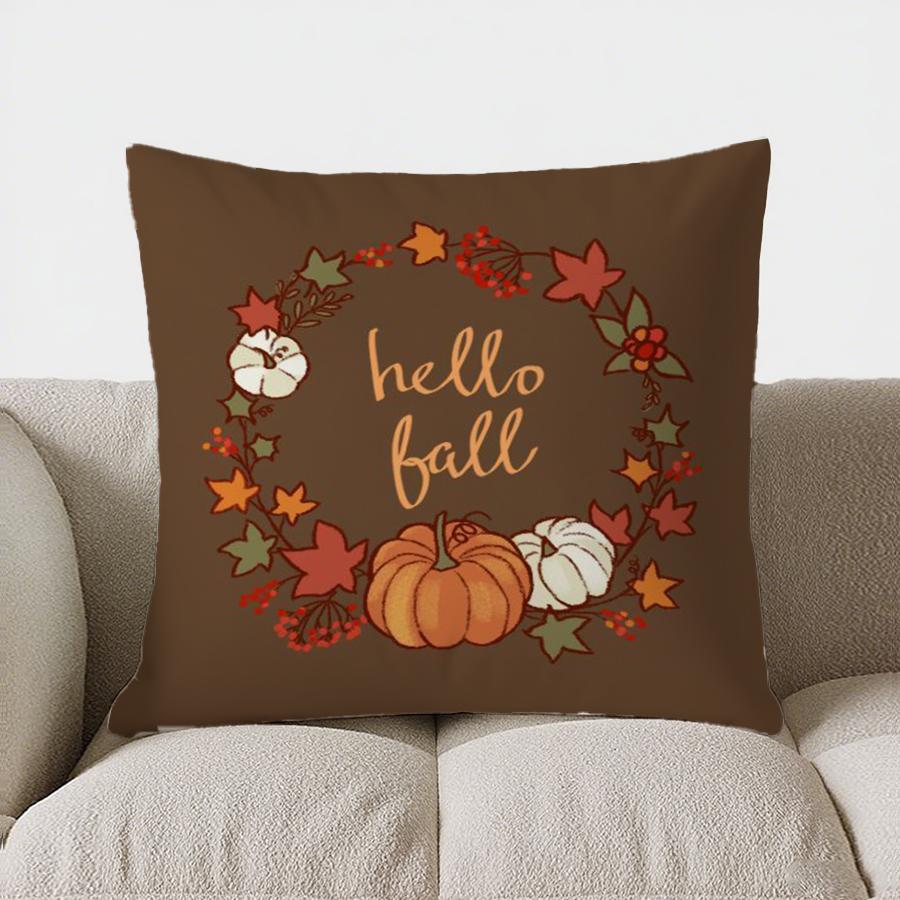 Home Decor Hello Autumn: Squirrels & Fall Leaves Pillow Pattern Cushion Cover Suitable For Sofa Bedroom Car Pillow Cover