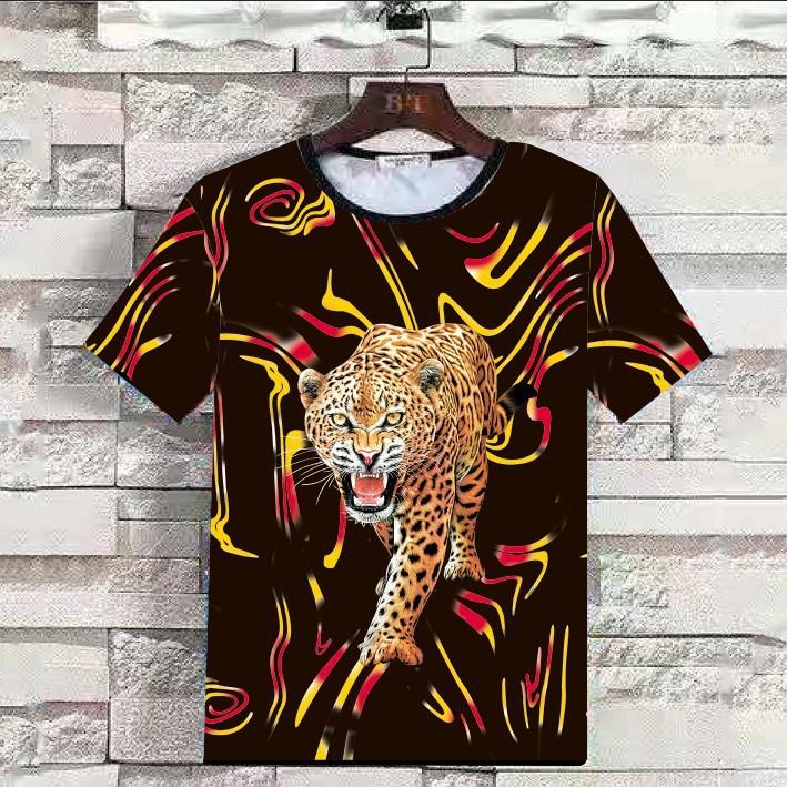 

Мужская футболка с коротким рукавом с цифровой 3D-печатью головы тигра, повседневная летняя футболка с круглым вырезом S
