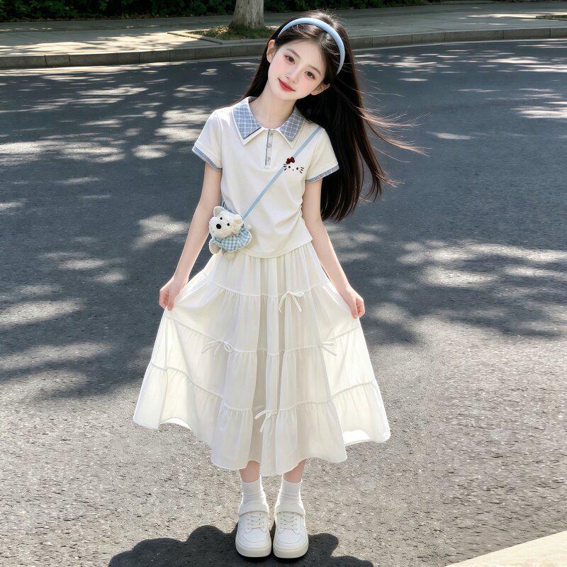 Girls' Summer 2026 Polo Shirt & Long Skirt Set