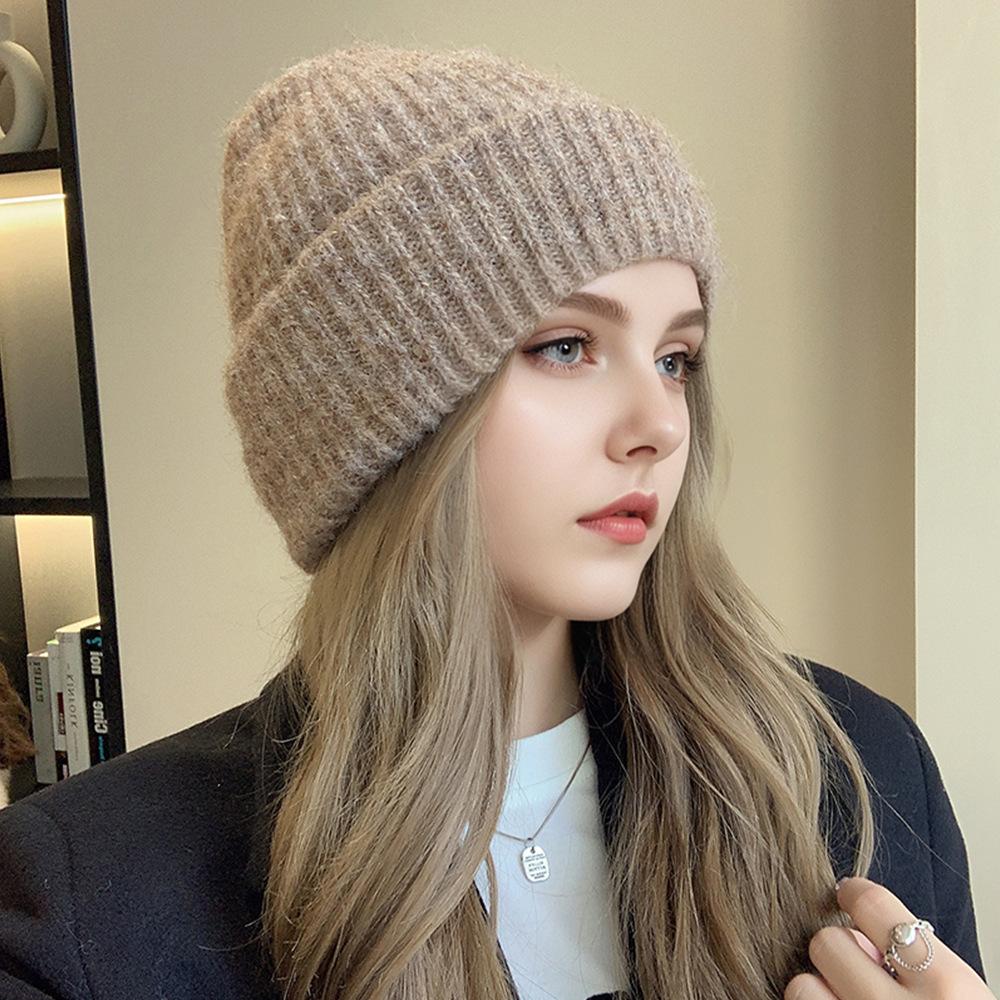 Stack of Knitted Hats for Men In Autumn and Winter Plus Velvet Ear Protection Big Head Flange Wool Hat Casual Ski Windproof Mountaineering Hat