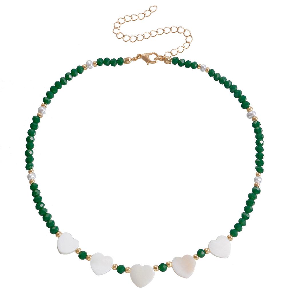 Stylish Summer Colored Crystal Love White Fritillary Design Sense Holiday Style Cream Sweet Sister Necklace