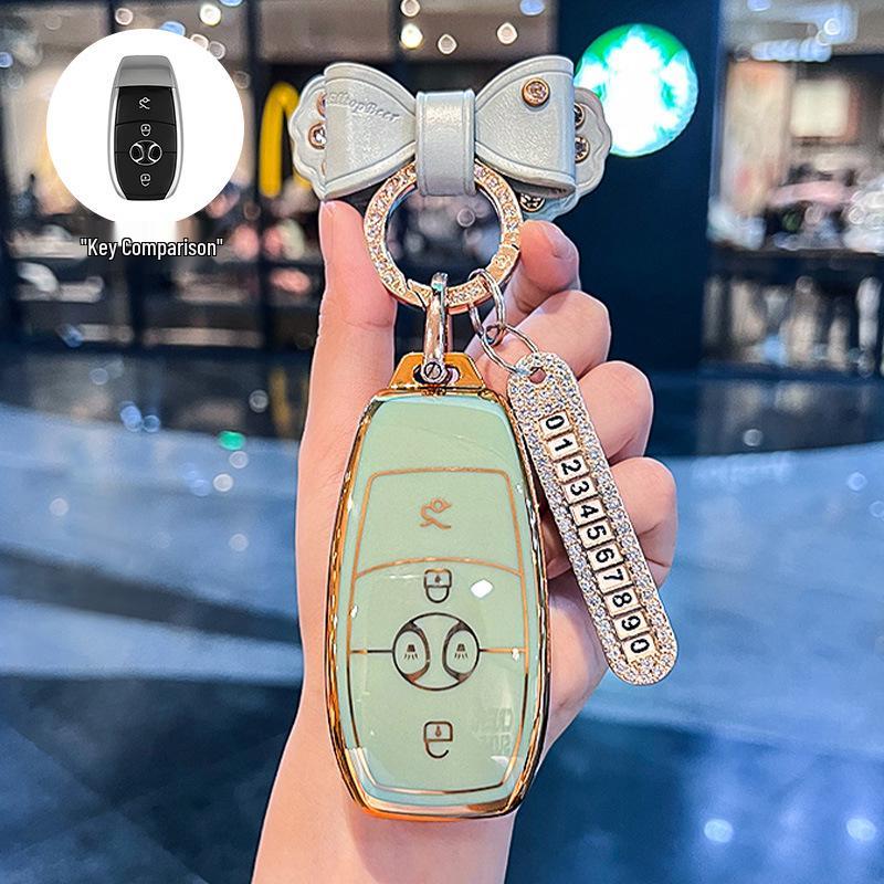 BAIC EX3 Electric Vehicle Key Fob Protective Case with Buckle Bag - Full Coverage for R600 Model