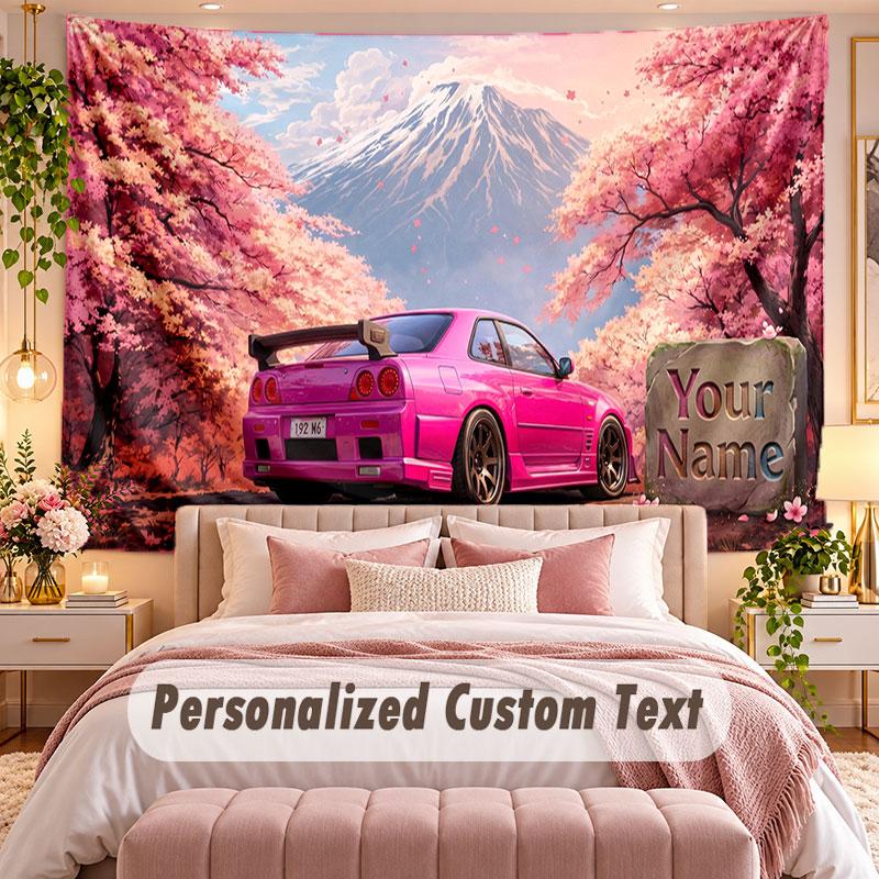 Autorennen (135) Themen-Wandteppich, individuell mit Namen und Text, personalisierter Hänge-Wandteppich für Schlafzimmer, Wohnzimmer-Dekoration