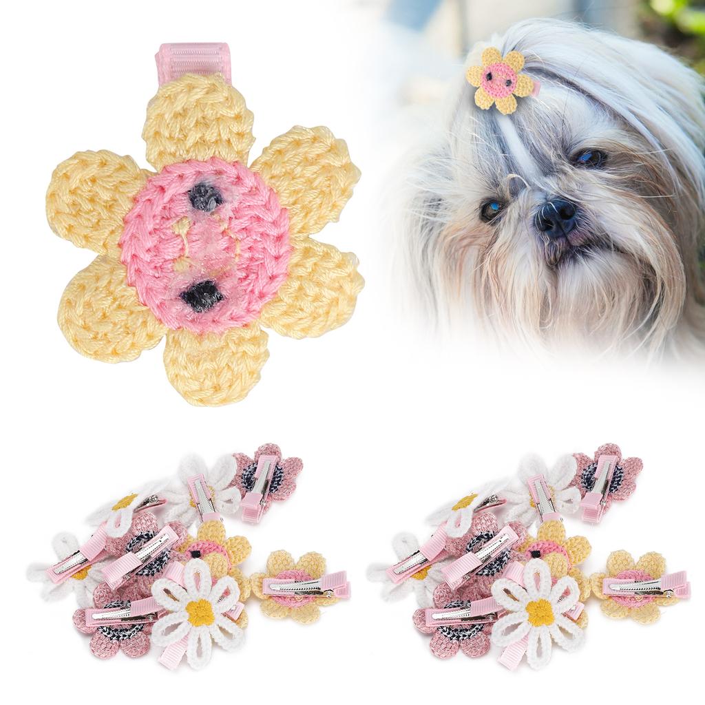 20 Stück Niedliche Haustier Hund Katze Kopfschmuck Sonnenblumenstil Haarnadel Haarspange Haustierpflege Zubehör
