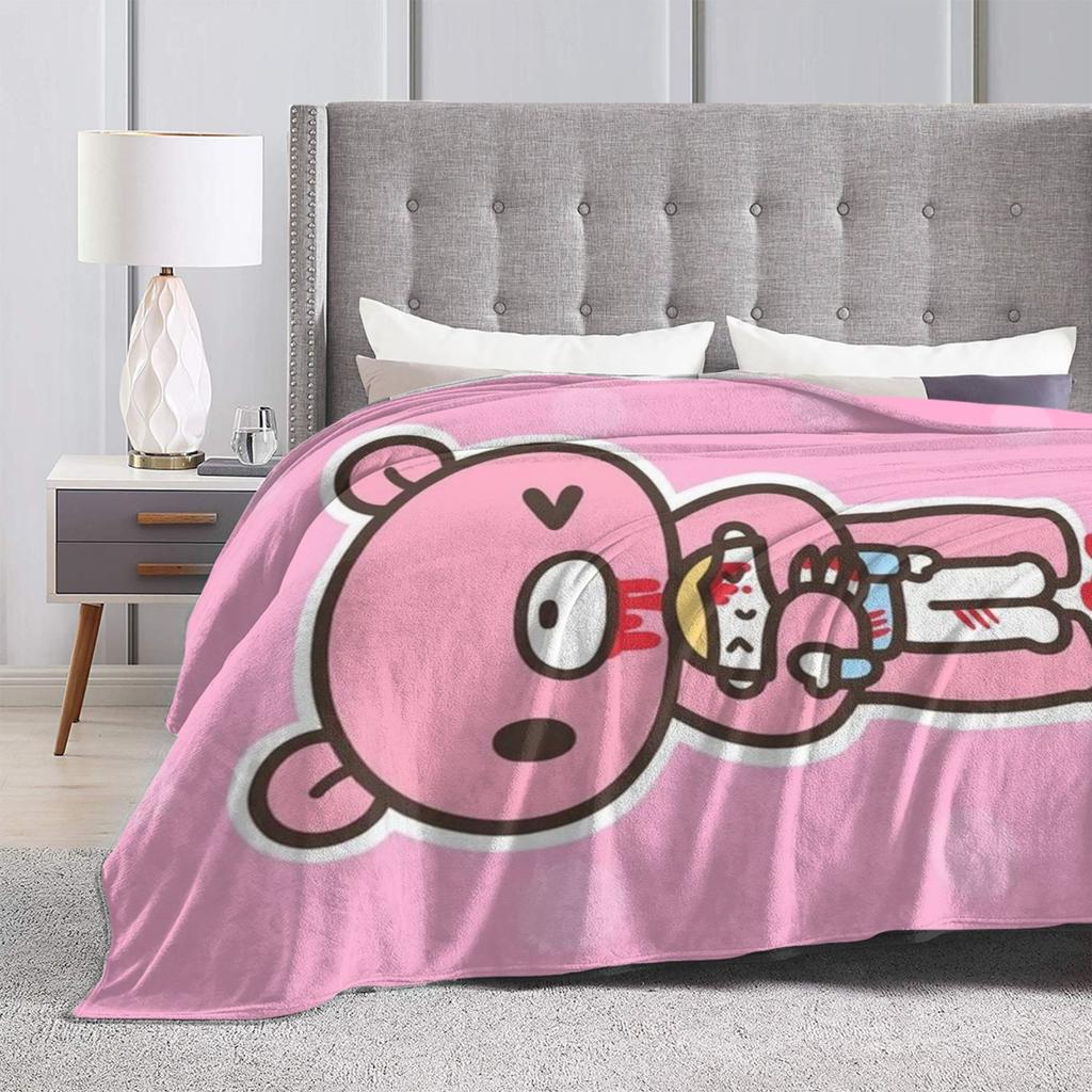 Gloomy Bear Flannel Blanket Winter Warm Soft Throw Blanket for Kids Bedroom Fashion Bedspread Sofa Bed Cover