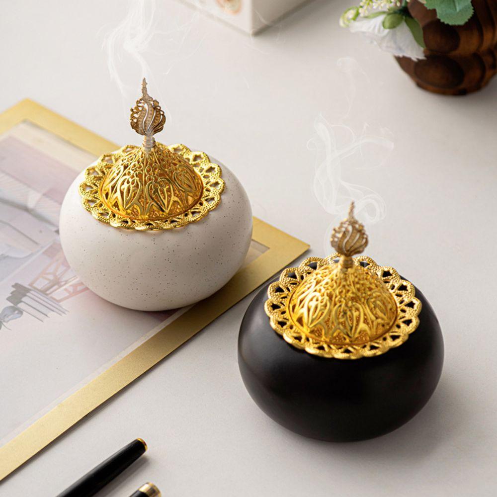 Ceramic Aromatherapy Censer Arabian Dome Design Incense Burning Tray Bakhoor Holder Yoga Space