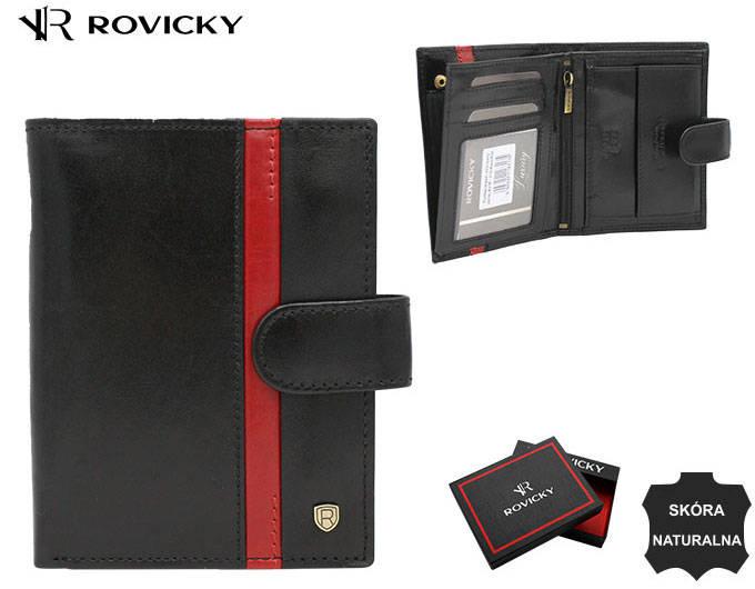 Large Men's Leather Wallet with RFID System and Snap Closure - Rovicky