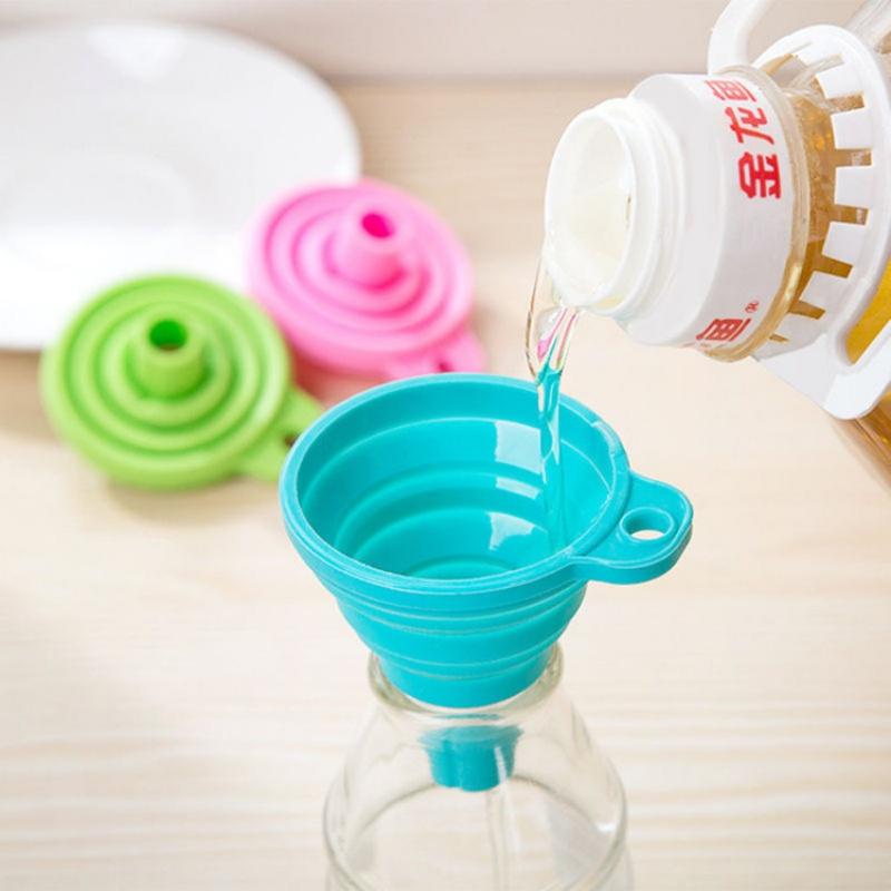 1/3/5/10 pcs S L Folding Silicone Funnel for Filling Bottles Kitchen Silicone Funnel Collapsible Kitchen Gadgets Oil Filler