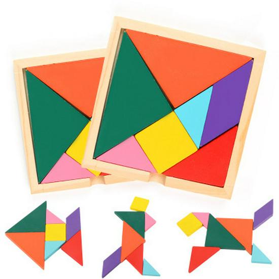 

Toddler Wooden Shape Recognition Tangram Block Set 10cm x 10cm