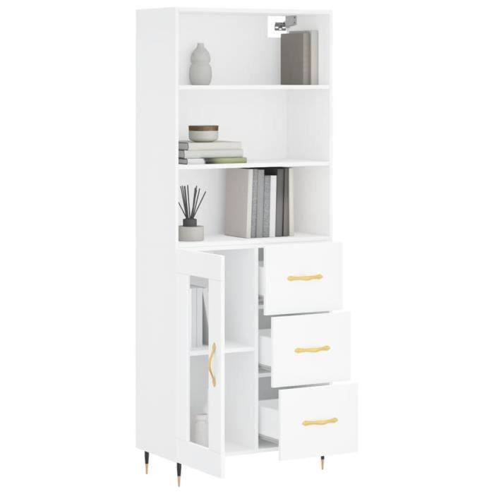 VidaXL Buffet haut Blanc 69,5x34x180 cm Bois d'ingénierie 3189485