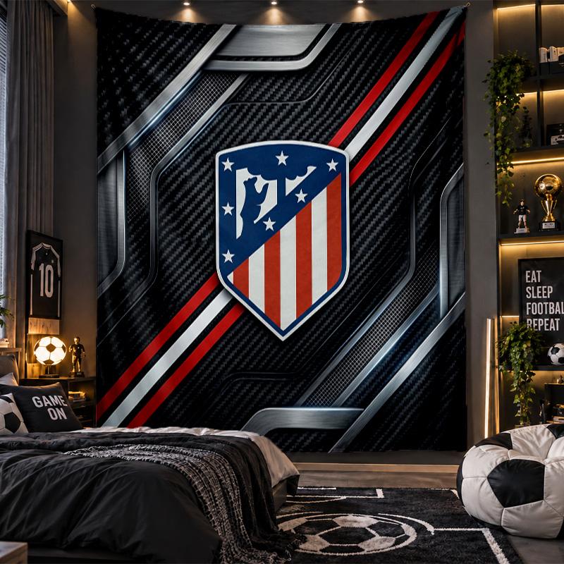 Arazzo da Appendere a Parete Stampa Atletico Madrid Tessuto per Soggiorno Camera da Letto Decorazione Casa