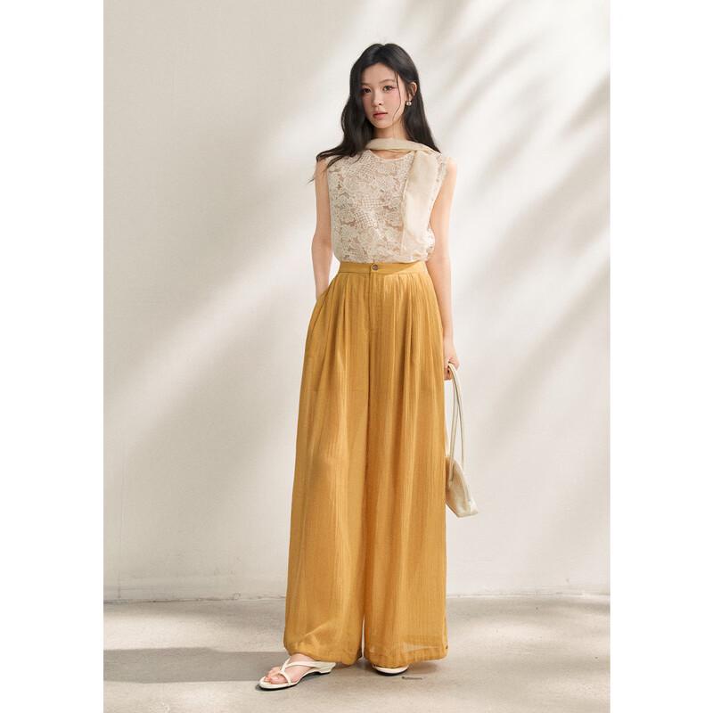 Relaxed Fit High-Waist Cooling Tencel Wide-Leg Pants