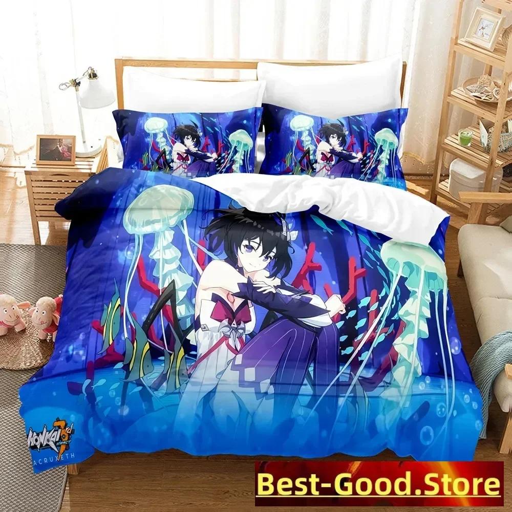 Honkai Impact 3 Bettwäscheset Einzelbett Twin Full Queen King Size Spiel Anime Bettset Aldult Kind Schlafzimmer Bettbezugsets 3D Druck 013