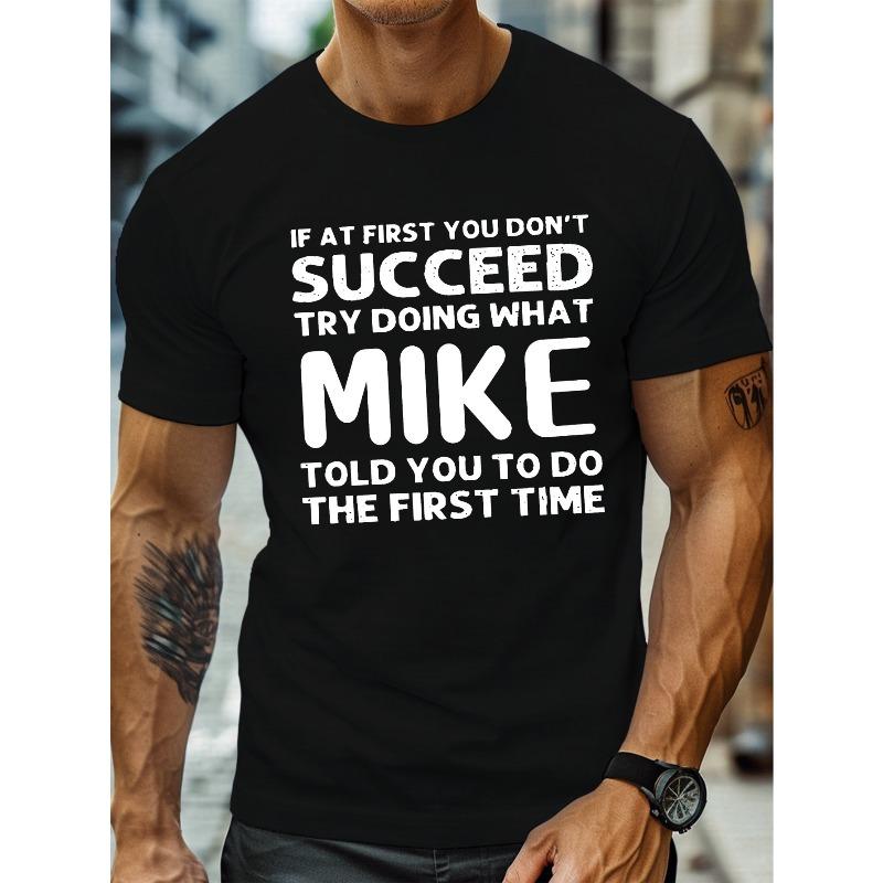 

Plus Size Men s Summer T-shirt, MIKE Graphic Print Short Sleeve Tees Trend Casual Tops for Daily Life, Big & Tall Guys - Men ... S разноцветный
