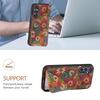 For Samsung Galaxy S25 Case with Card Holder Kickstand Flowers Design Leather Phone Cover