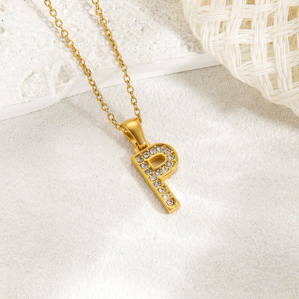 1pc Fashion Shining A-Z Letter Pendant Charm Necklace 26 Initial Alphabet Name Clavicle Chain Party Valentine's Day Jewelry Gift