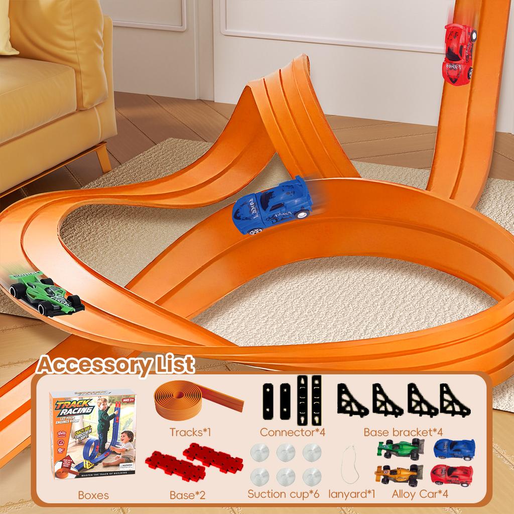 Latest Popular Children And Boys Stylish Diy Assembled Track Aluminum Car Gravity Inertial Slide Car Children'S Favorite Xmas Presents