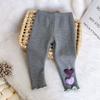 Girls' Fall/Winter Fleece-Lined Outerwear Pants Stylish Heart-Patterned Slim-Fit Fleece Leggings Children's Clothing